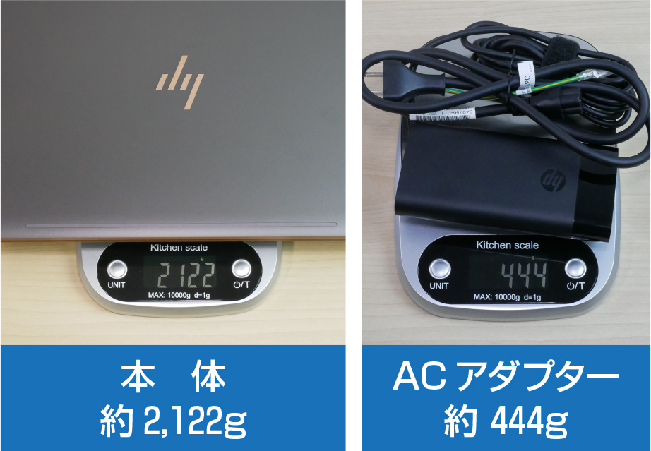 Weight of the main body and AC adapter
