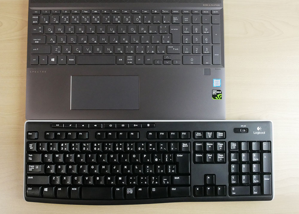 Comparison with full size keyboard