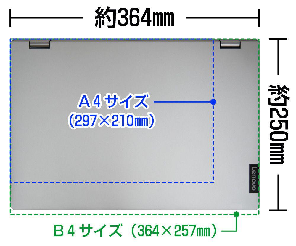 A4・B4用紙とIdeaPad C340 (15)の大きさの比較