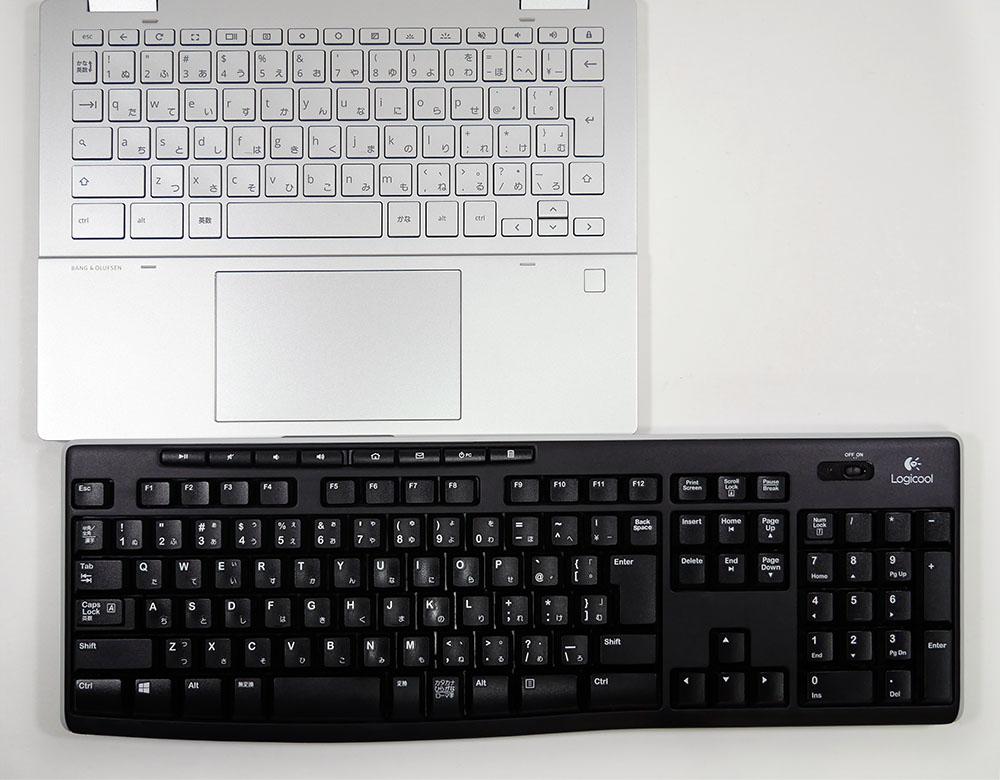 Comparison with desktop PC keyboard
