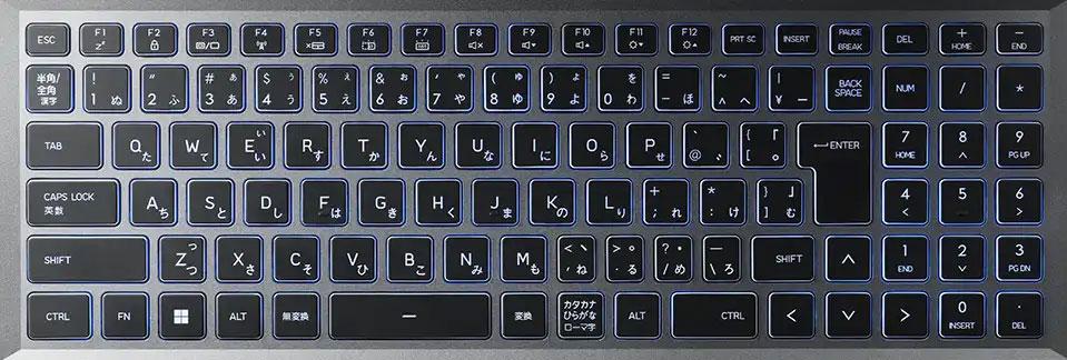ドスパラ GALLERIA RL5R-G165のキーボード