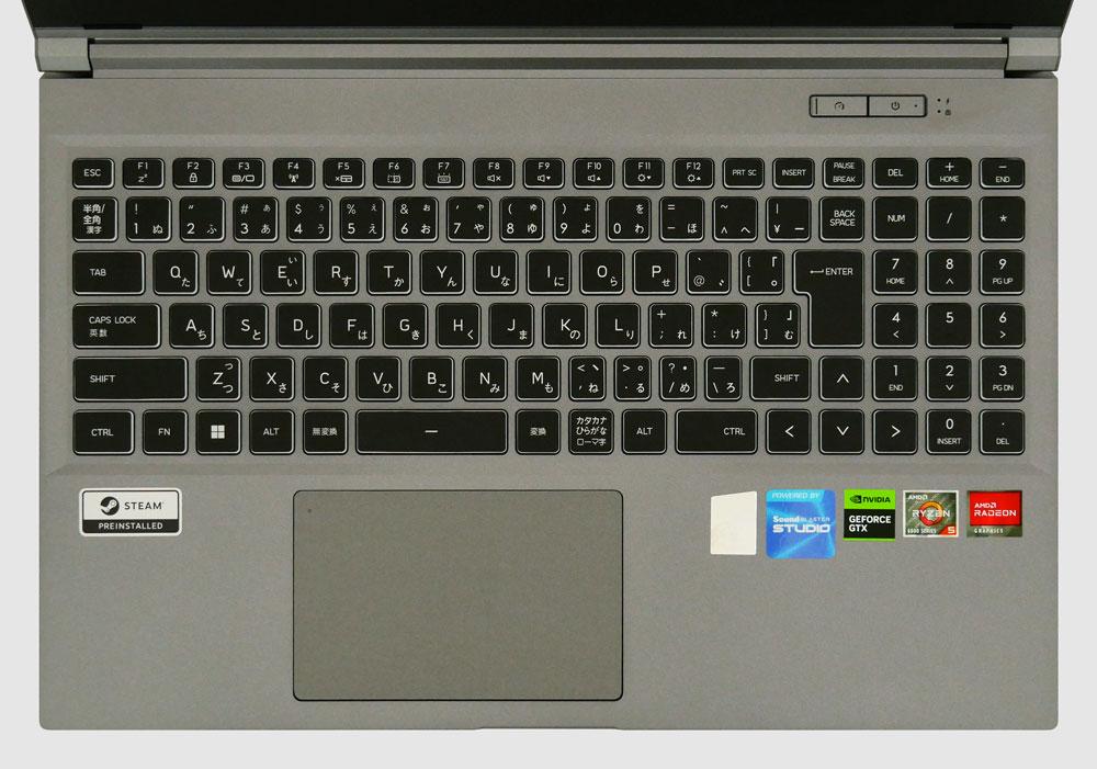 GALLERIA Rシリーズ 15.6インチモデルのキーボード